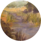 Painting the atmospheric perspective in a landscape painting.